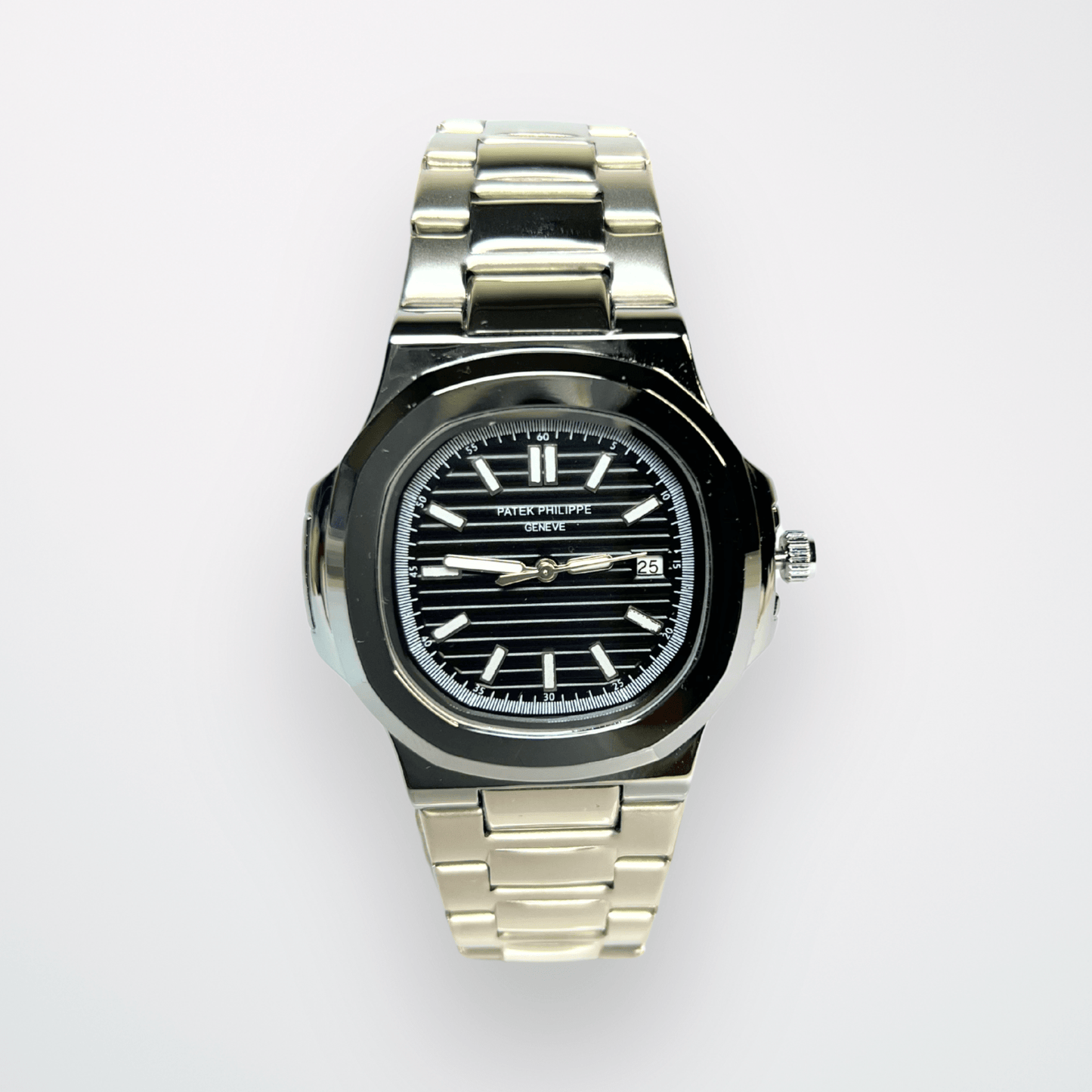 Patek Philippe Nautilus - Black Dial | Silver Chain