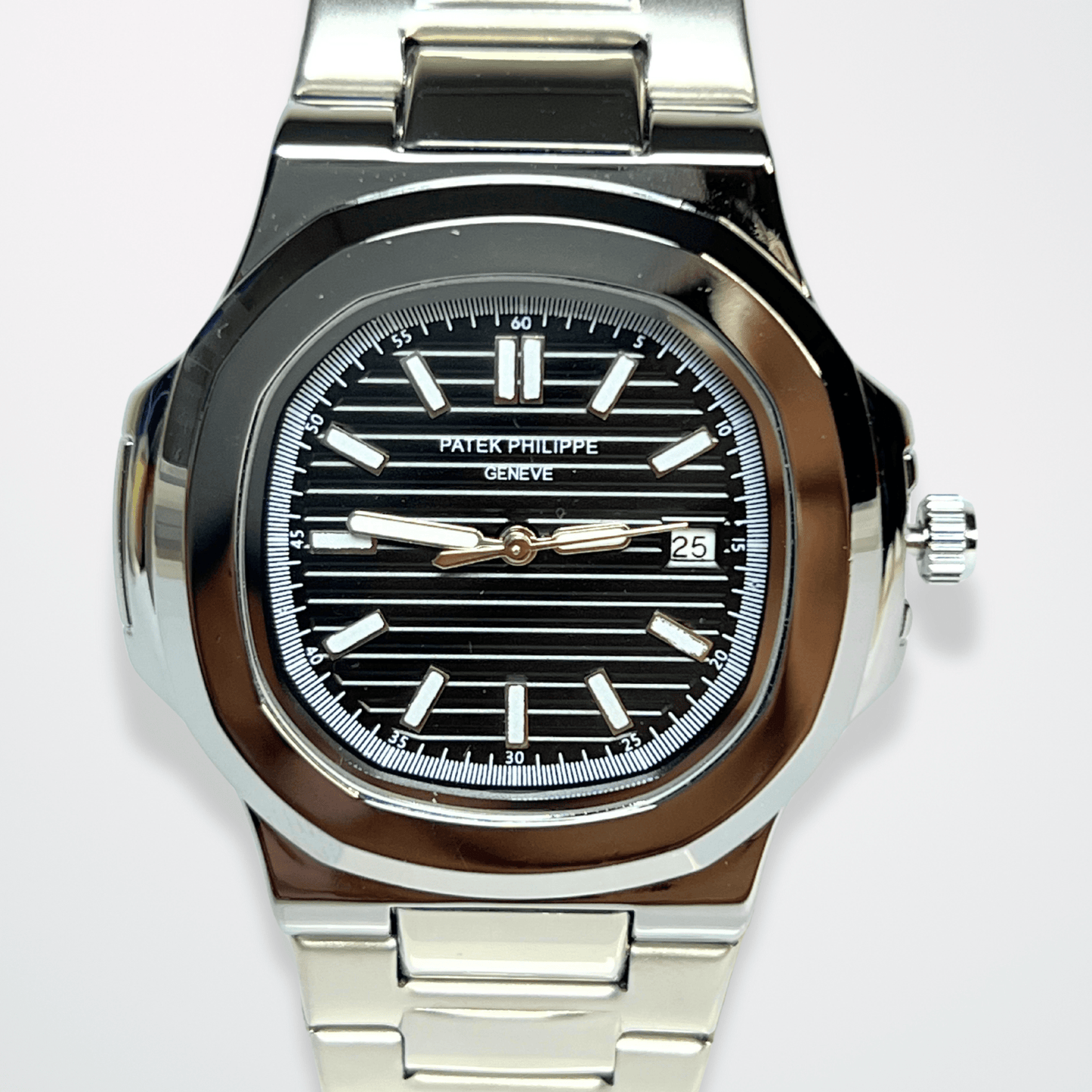 Patek Philippe Nautilus - Black Dial | Silver Chain