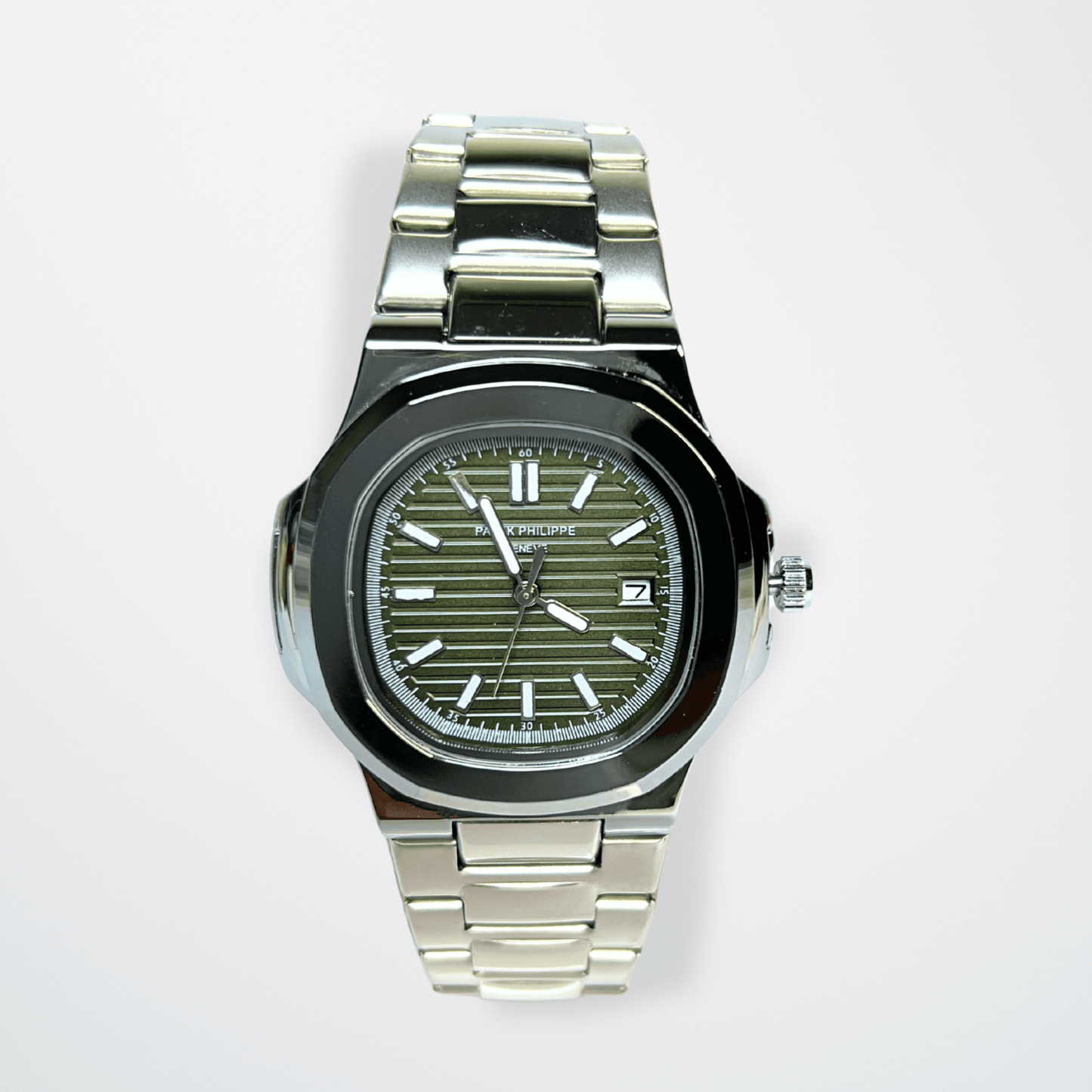 Patek Philippe Nautilus - Olive Green Dial | Silver Chain