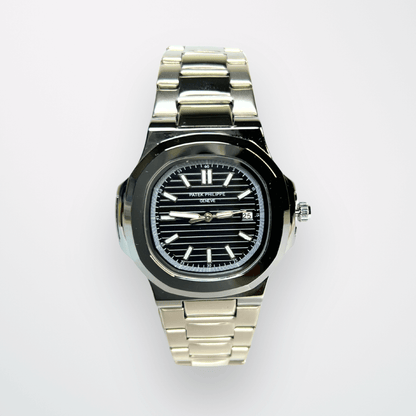 Patek Philippe Nautilus - Black Dial | Silver Chain