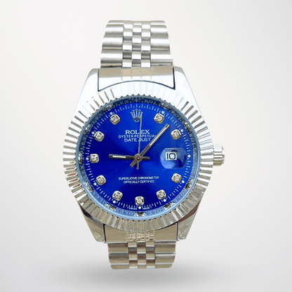 Rolex Datejust – Blue Diamond Dial | Silver Bezel | Silver Chain