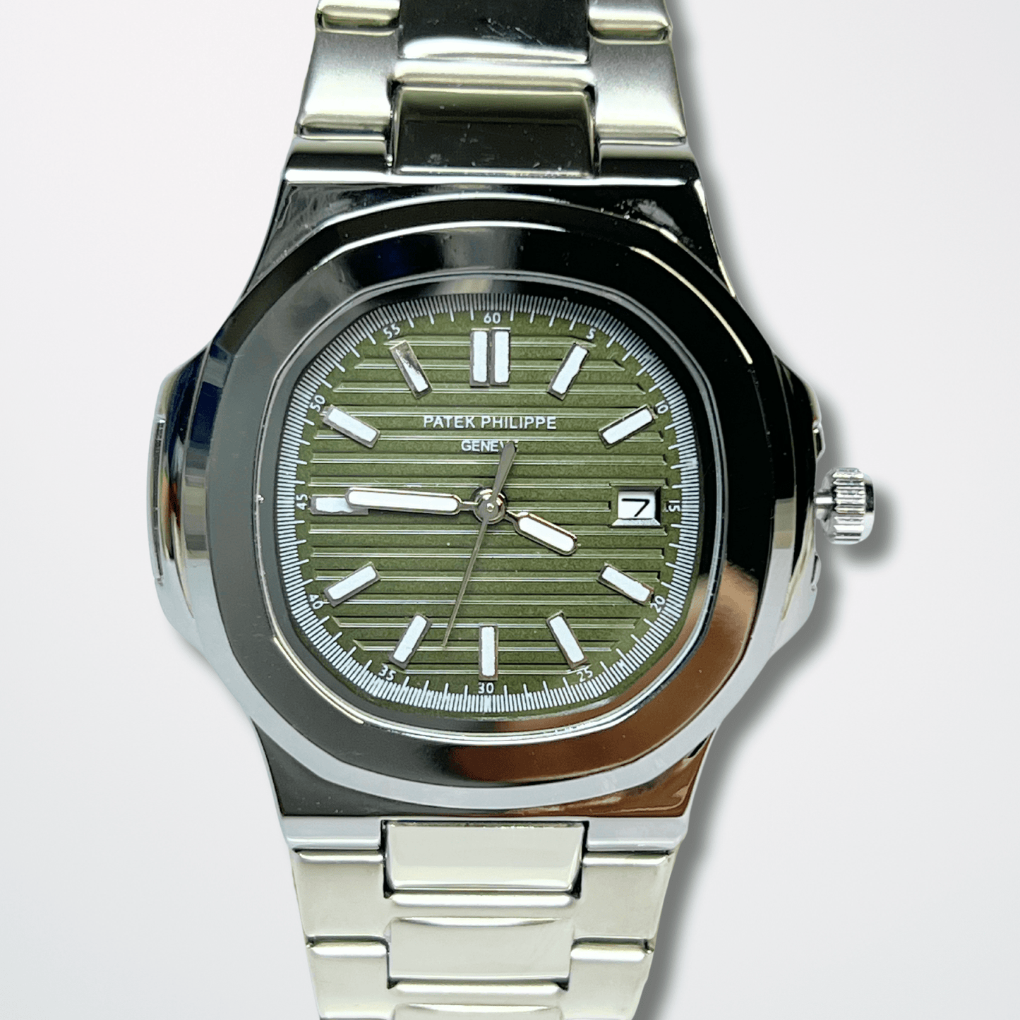 Patek Philippe Nautilus - Olive Green Dial | Silver Chain