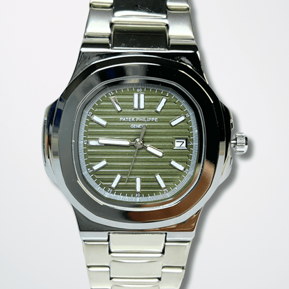 Patek Philippe Nautilus - Olive Green Dial | Silver Chain