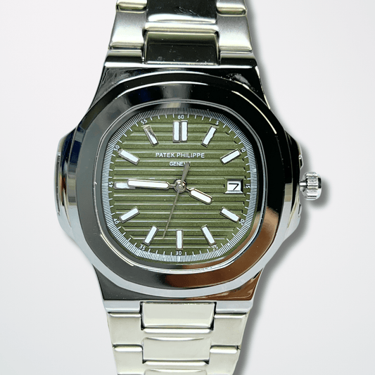 Patek Philippe Nautilus - Olive Green Dial | Silver Chain