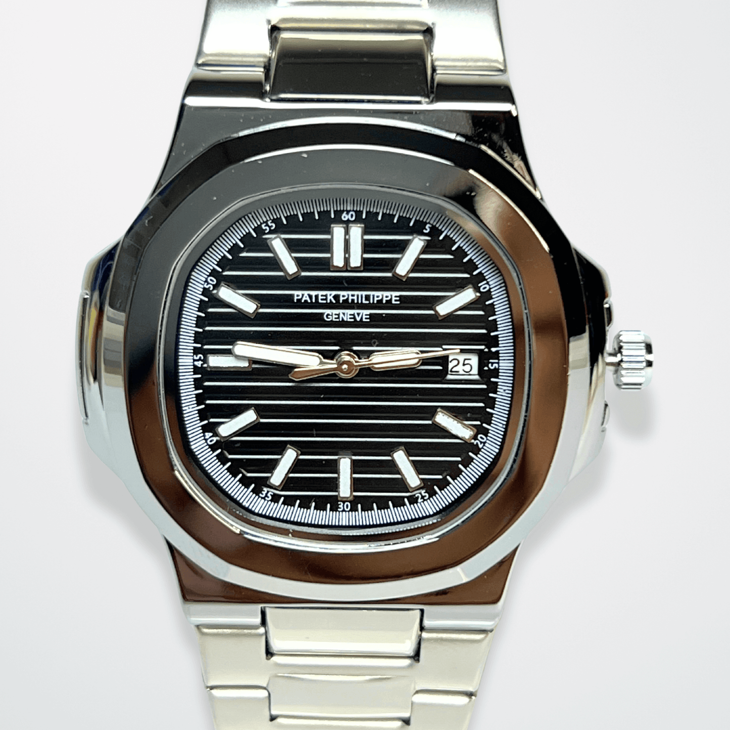 Patek Philippe Nautilus - Black Dial | Silver Chain