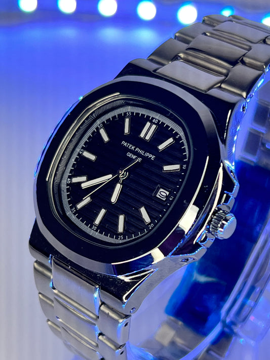 Patek Philippe Nautilus - Black Dial | Silver Chain