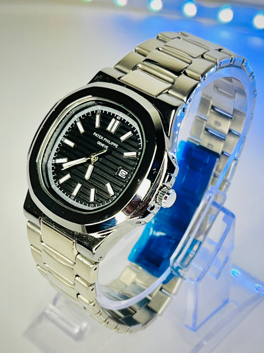 Patek Philippe Nautilus - Black Dial | Silver Chain