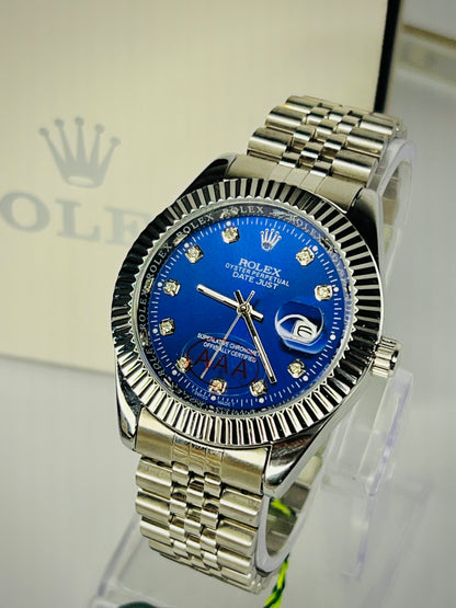 Rolex Datejust – Blue Diamond Dial | Silver Bezel | Silver Chain