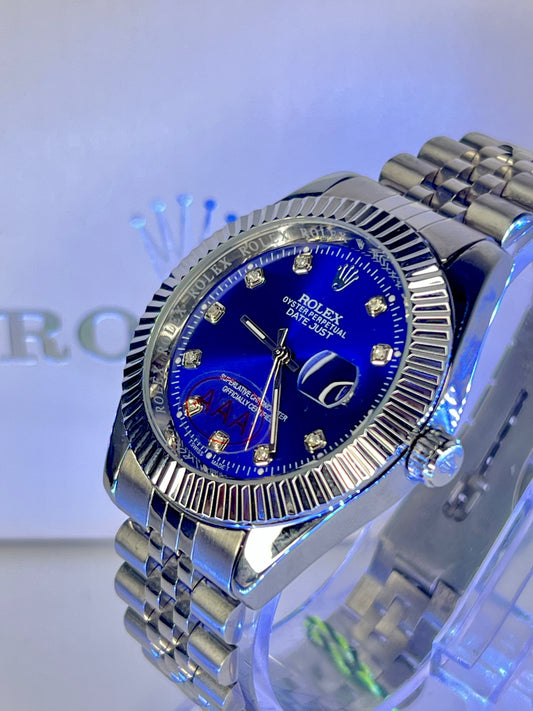 Rolex Datejust – Blue Diamond Dial | Silver Bezel | Silver Chain