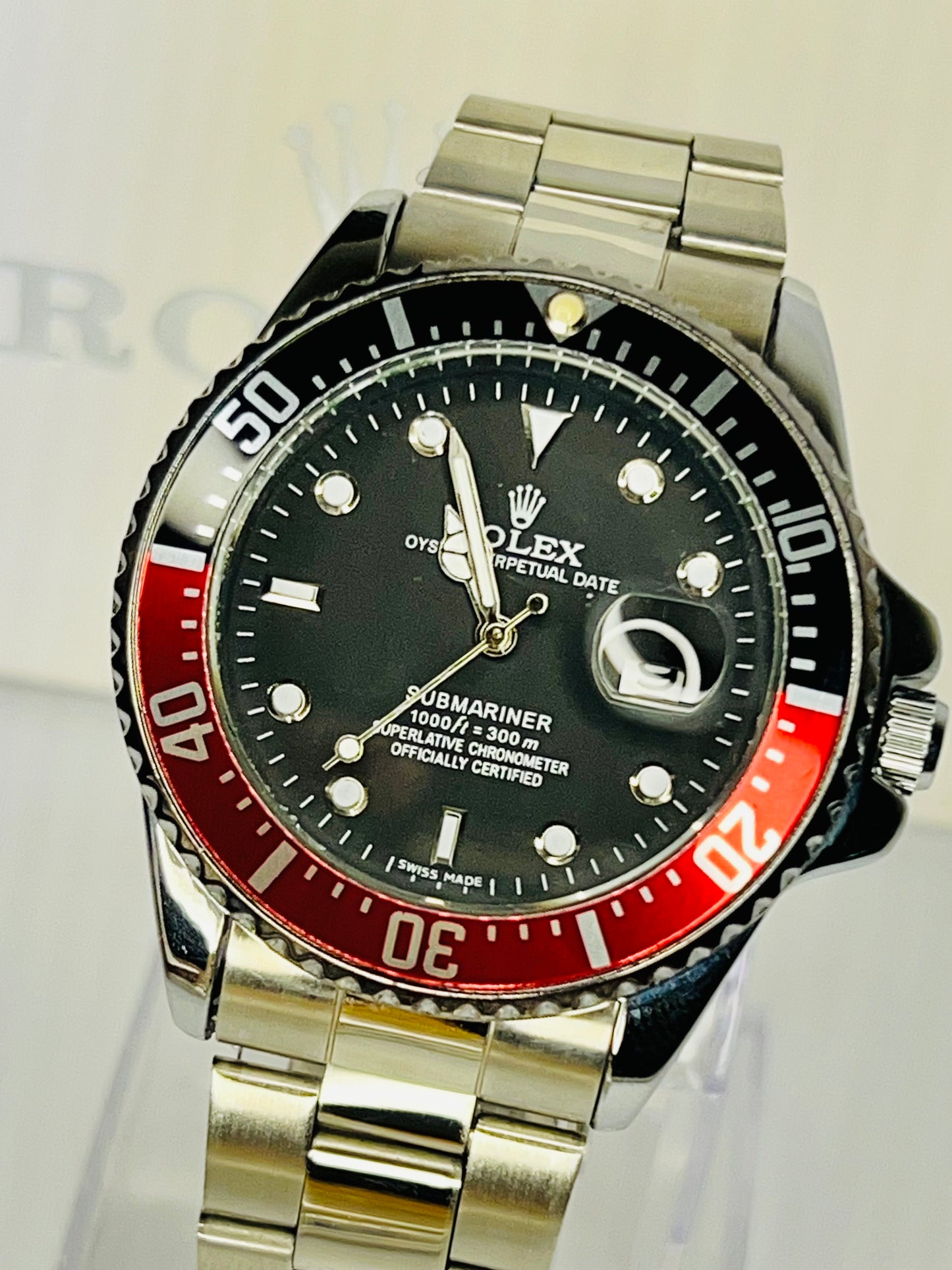 Rolex GMT-Master II – Pepsi Bezel | Black Dial | Silver Chain