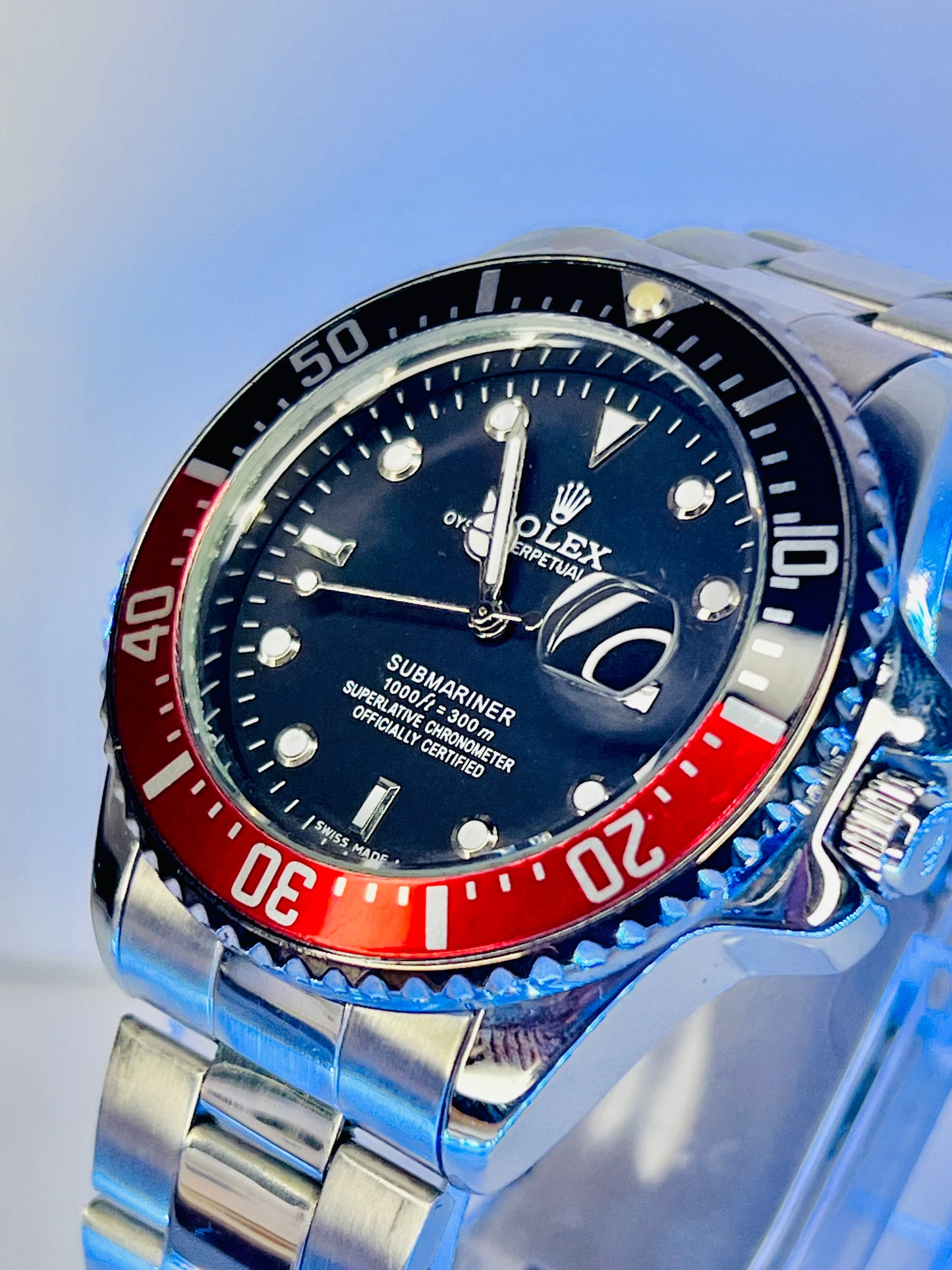 Rolex GMT-Master II – Pepsi Bezel | Black Dial | Silver Chain