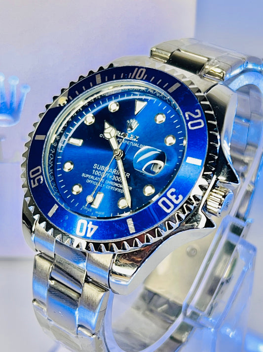 Rolex Submariner – Blue Dial | Blue Bezel | Silver Chain