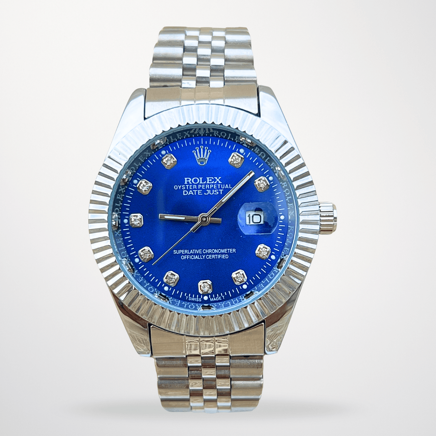 Rolex Datejust – Blue Diamond Dial | Silver Bezel | Silver Chain