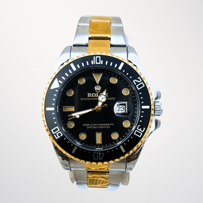 Rolex Submariner – Black Bezel | Black Dial | Two-Tone Chain