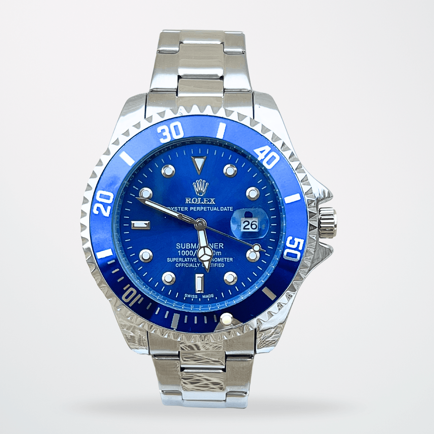 Rolex Submariner – Blue Dial | Blue Bezel | Silver Chain